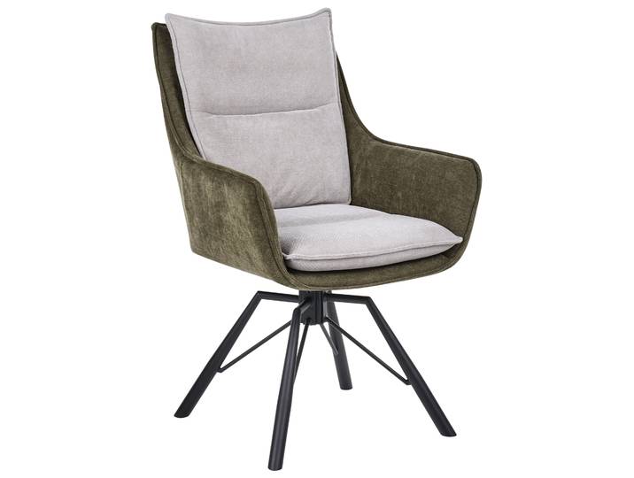 BELIANI Esszimmerstuhl Hellgrau / Dunkelgrün mit Schwarzem Gestell Drehbar Modernes Design Skandinavischer Stil Drehstuhl für Esszimmer