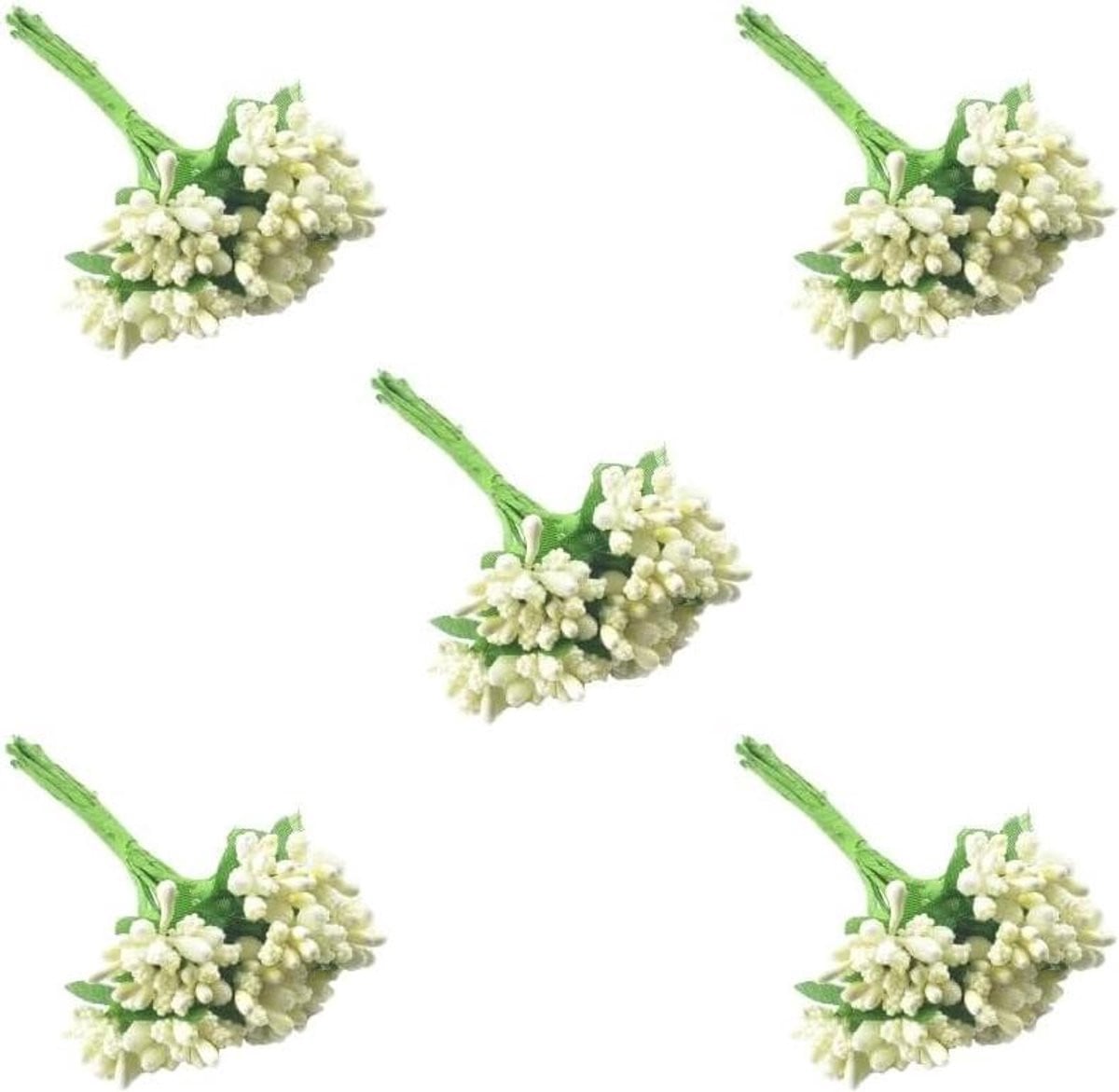 Set van 12 witte kunstbloem meeldraden voor decoratie en knutselen