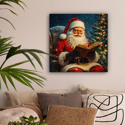 LEINWANDBILD Weihnachtsmann - Weihnachten - Winter - Weihnachtsbaum Wandbild Wohnzimmer 50x50 cm