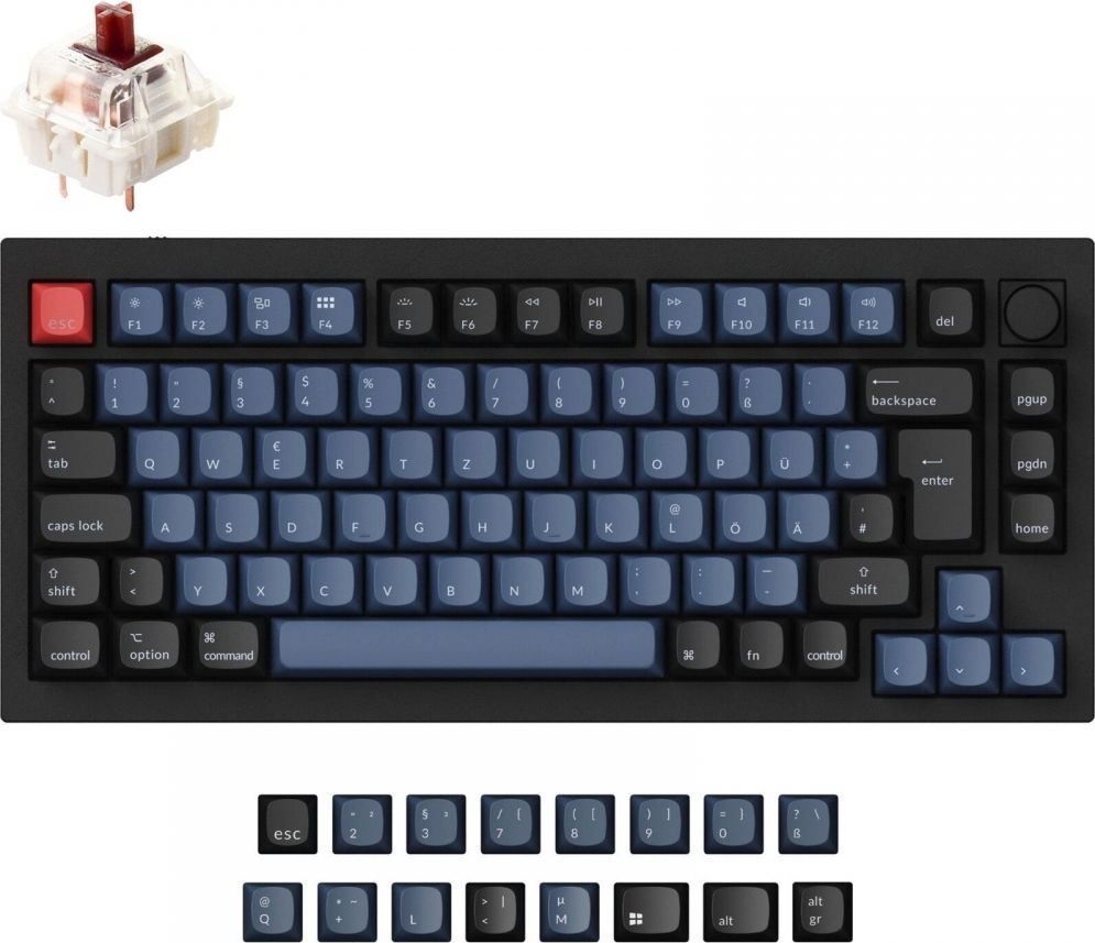 Keychron Q1 Knob Gateron G Pro Brown - Gaming Tastatur - schwarz/blaugrau