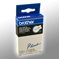Brother P-Touch Band TC-201 schwarz auf weiß 12mm / 7,7m laminiert