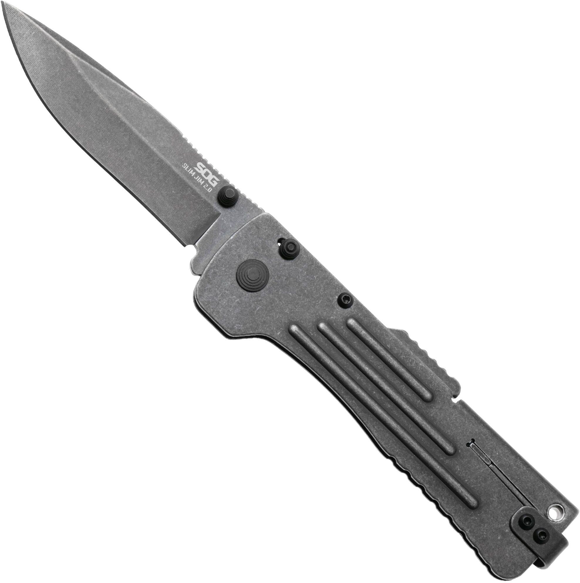 SOG SlimJim 2.0 SJ42-CP Blackwashed Blade, Blackwashed Stainless Handle, coltello da tasca assistito