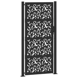 vidaXL Gartentor Schwarz 105x205 cm Stahl Blatt-Design