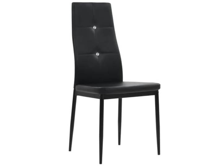 NLQMSU Essstühle, 4 Stück, Schwarz, Kunstleder Struktur aus Holz, Füße aus Stahl, gepolsterter Sitz, Kunstleder, ergonomische Rückenlehne, dekorative Kristalle