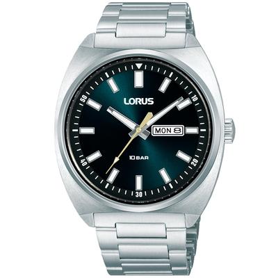 Quarzuhr LORUS "Sports", silber (silberfarben, dunkelblau), Armbanduhren, Herren, Quarzuhr, Armbanduhr, Herrenuhr, Edelstahlarmband, analog, Tag, Wochentag