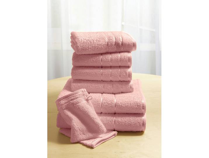 Weiche Walkfrottier-Handtücher aus dichtem Schlingenflor, Rosa, Größe 210 (10-teiliges Sparset)