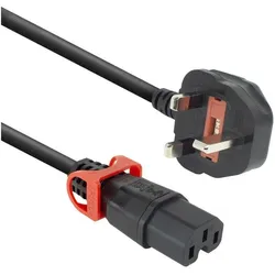 ACT Powercord UK male - C15 IEC Lock+ black 2 m, PC3884 (2 m), Stromkabel, Schwarz