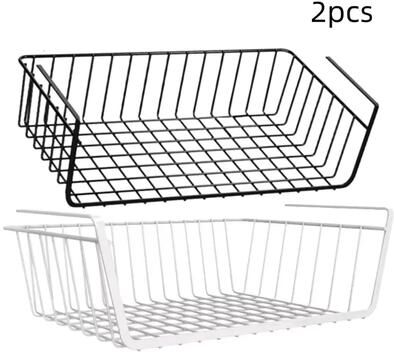 Inspire Essentials Under Cabinet Hanging Storage Basket Large Capacity Wire Organizer c