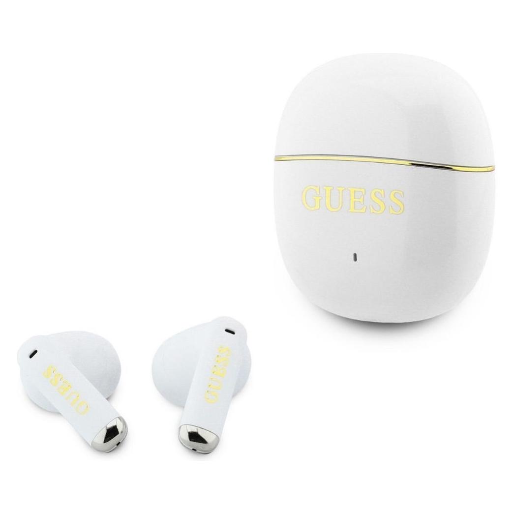 Guess Gold Line Glänzende Klassische Logo TWS Wireless Ohrhörer Weiss (NC, 16 h, Kabellos) (GUTWSG3HGECH)