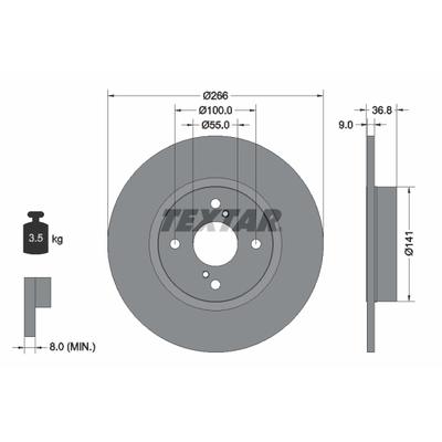 TEXTAR Bremsscheibe PRO 92169203 266mm 9mm für TOYOTA