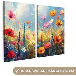 LEINWANDBILD 2er Set Blumen - Frühling - Farbenfroh - Sommerlich 80x60 cm