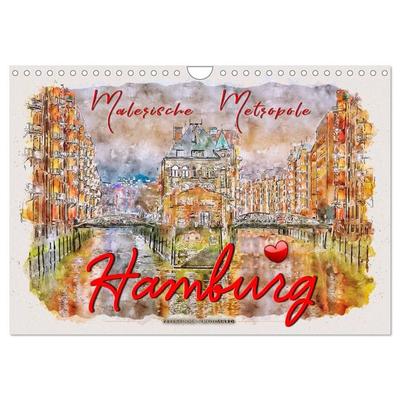 Hamburg - malerische Metropole (Wandkalender 2027 DIN A4 quer), CALVENDO Monatskalender