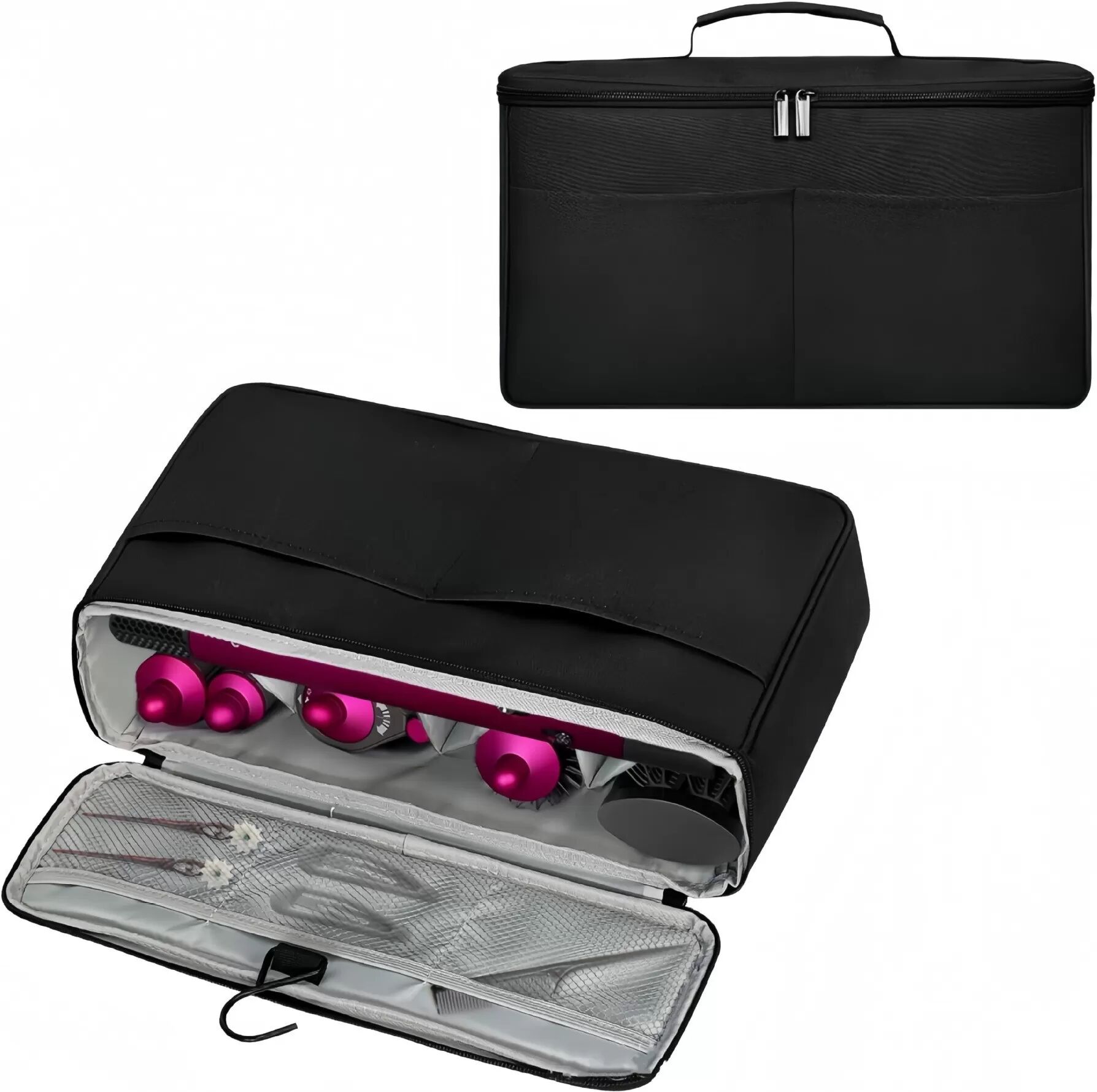 INF Schwarze Oxford-Stoff-Aufbewahrungstasche kompatibel mit Dyson Airwrap Styler und Zubehör