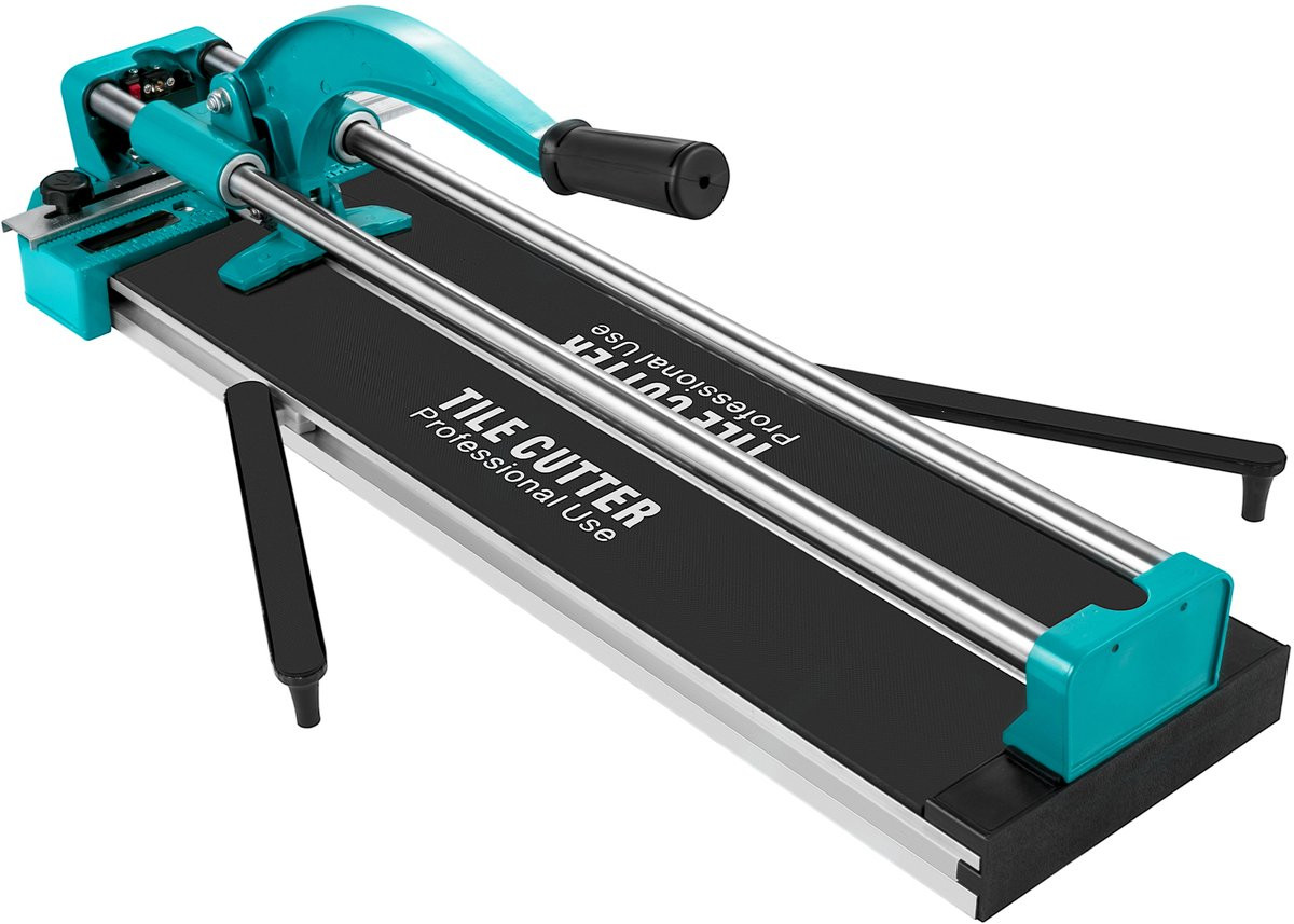 Handmatige tegelsnijmachine met dubbele rail, 600 mm, blauw/turquoise aluminium