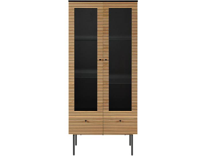 Vitrine Nella natur/schwarz MDF/Eiche Echtholzfurnier B 79 H 179 cm - Vitrine