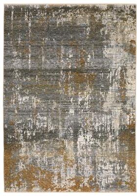 Style Haven Hendrix Distressed Etchings Abstract Grey/ Gold Fringe Edge Area Rug