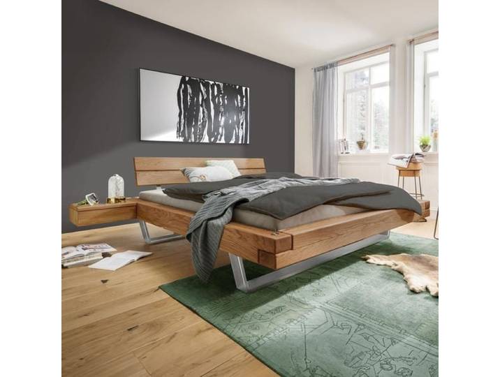 Balkenbett Borka Komfort Wildeiche Massivholz