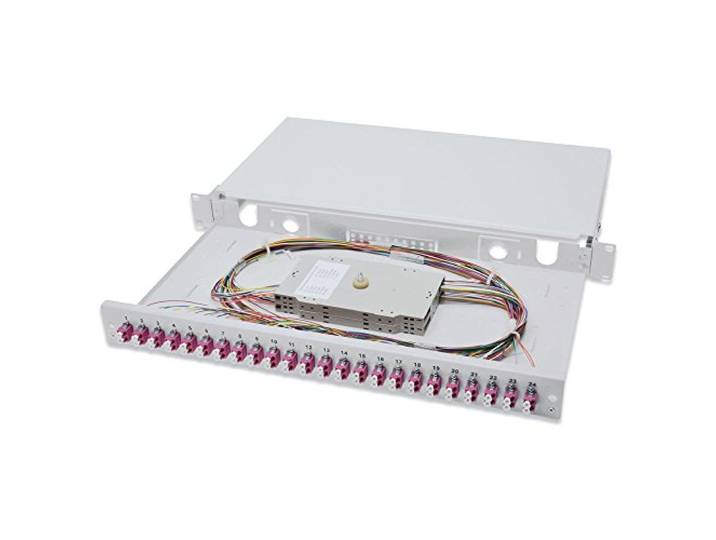 DIGITUS glasvezel lasdoos 24 koppelingen - LC - OM4-1U 19-inch - multi-mode duplex - met lasdoos - rack-montage