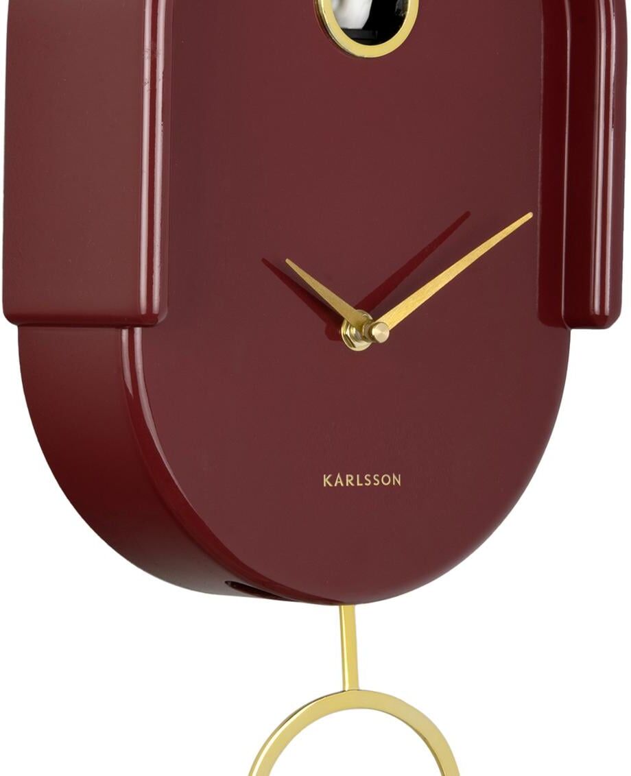 Wanduhr KARLSSON "Tweet", rot (weinrot), Wanduhren, Kinder, B/H/T: 20cm x 42cm x 8,5cm, Wanduhr, B:20cm H:42cm T:8,5cm weinrot B/H/T: 20cm x 42cm x 8,5cm
