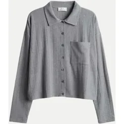 Jerseybluse Sawoni mit feiner Rippenstruktur Grau 42