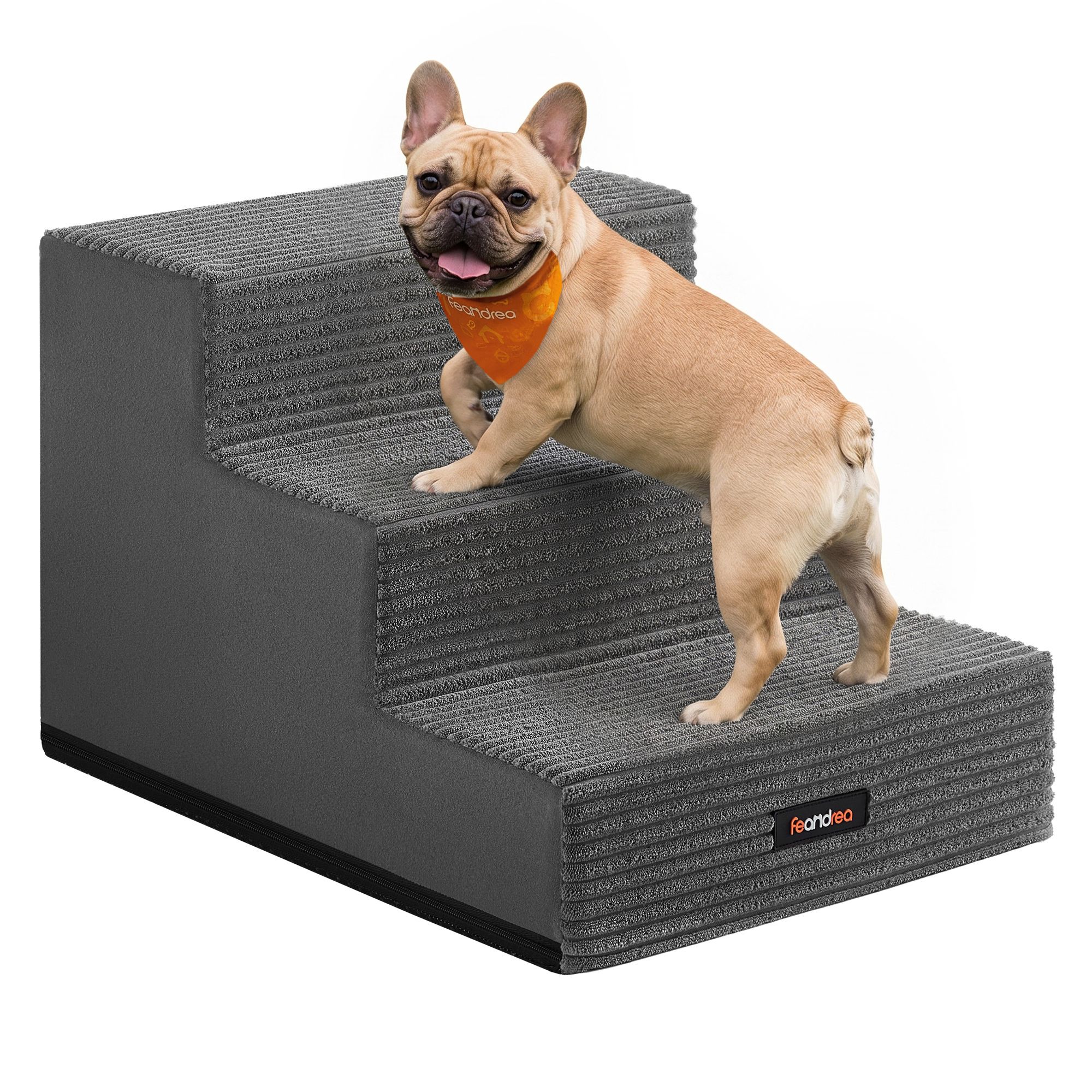 Feandrea Hundetreppe aus Schaumstoff mit 3 Stufen, 46 x 40 x 33 cm PPS023GN01