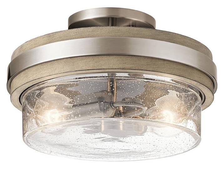 Lustre contemporain Grand Bank en acier gris antique et verre\, 2 ampoules E27