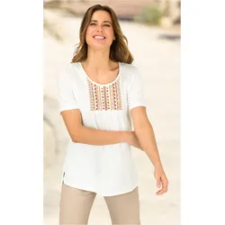 Baumwoll-Shirt in creme in Größe 48/50 von DW-Shop, Creme, 48/50
