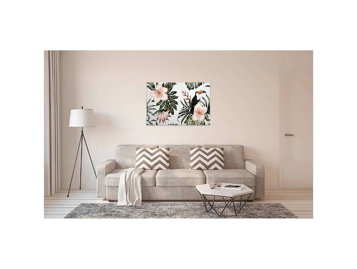 Tableau déco Floral Toucan Polyester PVC / Épicéa Vert 90 x 60cm