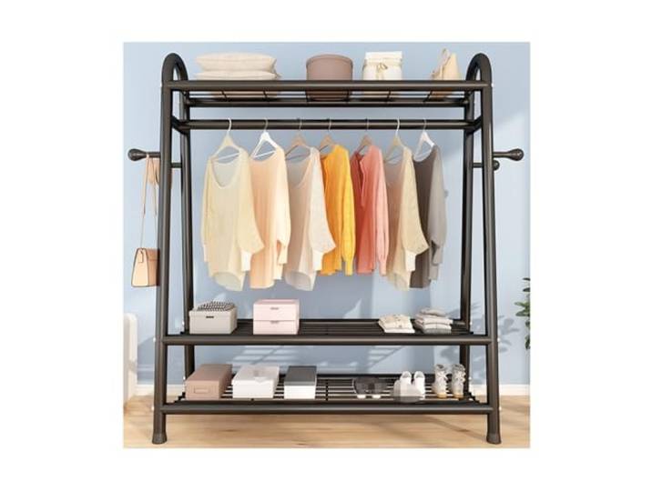 MCLIUJIA Mobiler Kleiderschrank Kleiderständer, Hängende Kleiderhaken, Freistehender Kleiderschrank, Aufbewahrungsregal, Tragbarer Schrank Schneller und einfacher Aufbau(Black)