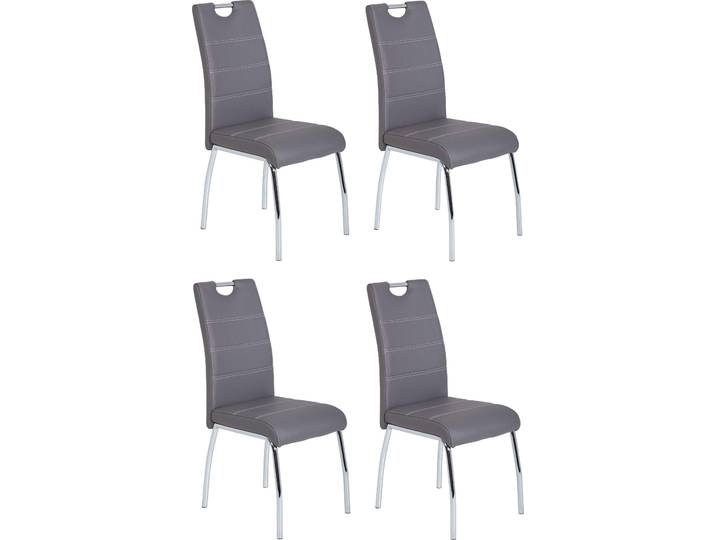 Stuhl HELA Susi , grau (grau, silberfarben), B:44cm H:98cm T:61cm, 97% Polyurethan 3% Baumwolle, Stühle, Stuhl, 2 oder 4 Stück, mit Griff