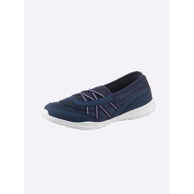 Slipper HEINE, Damen, Gr. 40, blau (marine), Synthetik, Textil, Schuhe Slipper