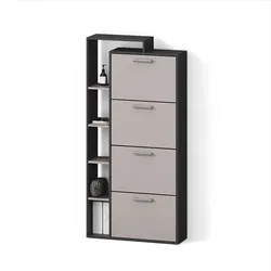 SCHUHKIPPER Ortello Anthrazit/Greige 80 x 166.1 cm mit 4 Fächern