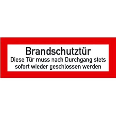 Aufkleber Brandschutztür Diese Tür muss nach Durchgang ..., Folie, doppelseitig, 210x74 mm