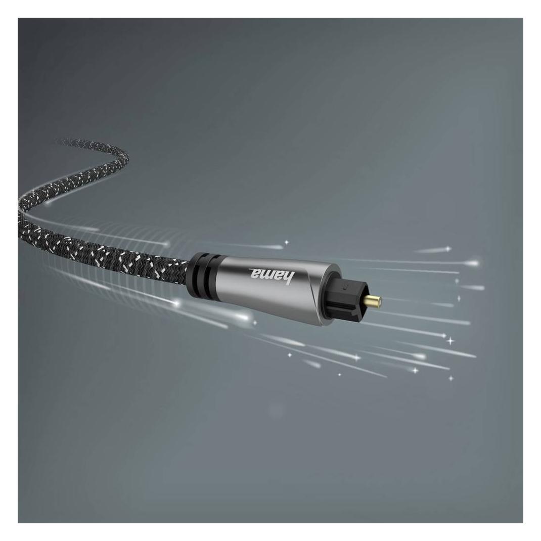 Hama Audio-Lichtleiter-Kabel, ODT-Stecker (Toslink), Metall, 1,5 m (1.50 m, Toslink Kabel) (00205139)
