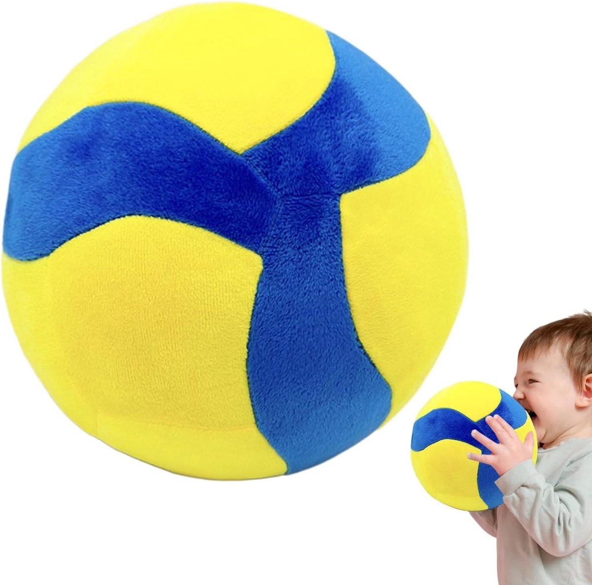 Volleybal Pluche Kussen Wit/Bruin - Sport Knuffel Pop - 20 cm
