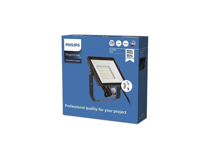 Philips ProjectLine Außenstrahler Sensor 3000K 30W, schwarz, Metall,