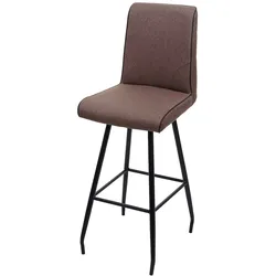 Décoshop26 - Barhocker mit Fußstütze aus Stahl und braunem Stoff modernes Design 04_0005287