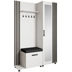 GARDEROBENSCHRANK Livia mit Aufhängern und Spiegel, Weiß, links