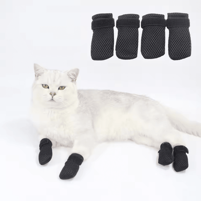 Inspire Curations QuietPaws Anti Scratch Cat Socks & Protective Booties black l