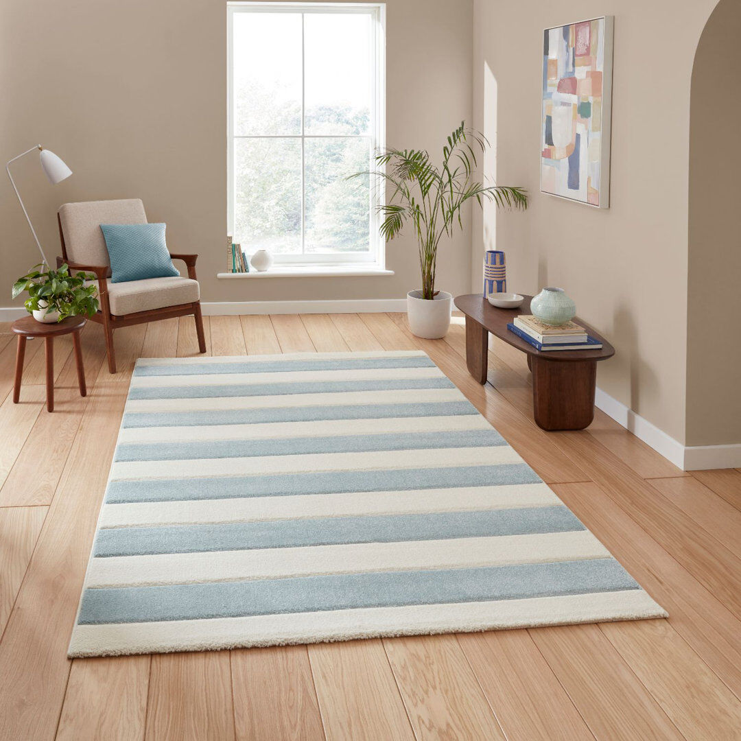 Catherine Lansfield Striped Area Rug Blue Rectangle 120 x 170 cm