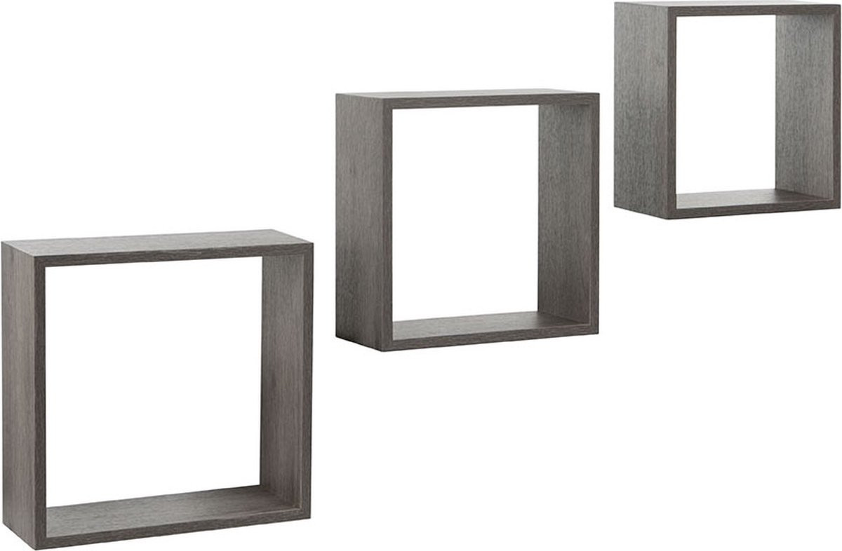 Practo Home Wandrek van 3 stuks in hout, antracietkleurig