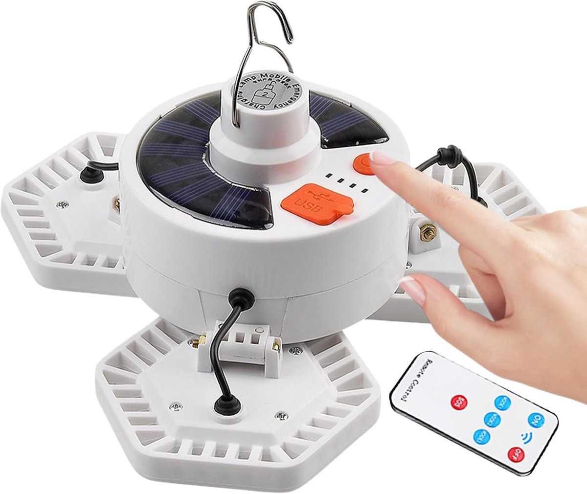 Merkloze LED Campinglantaarn met Solar Verlichting en Vijf Lichtpanelen