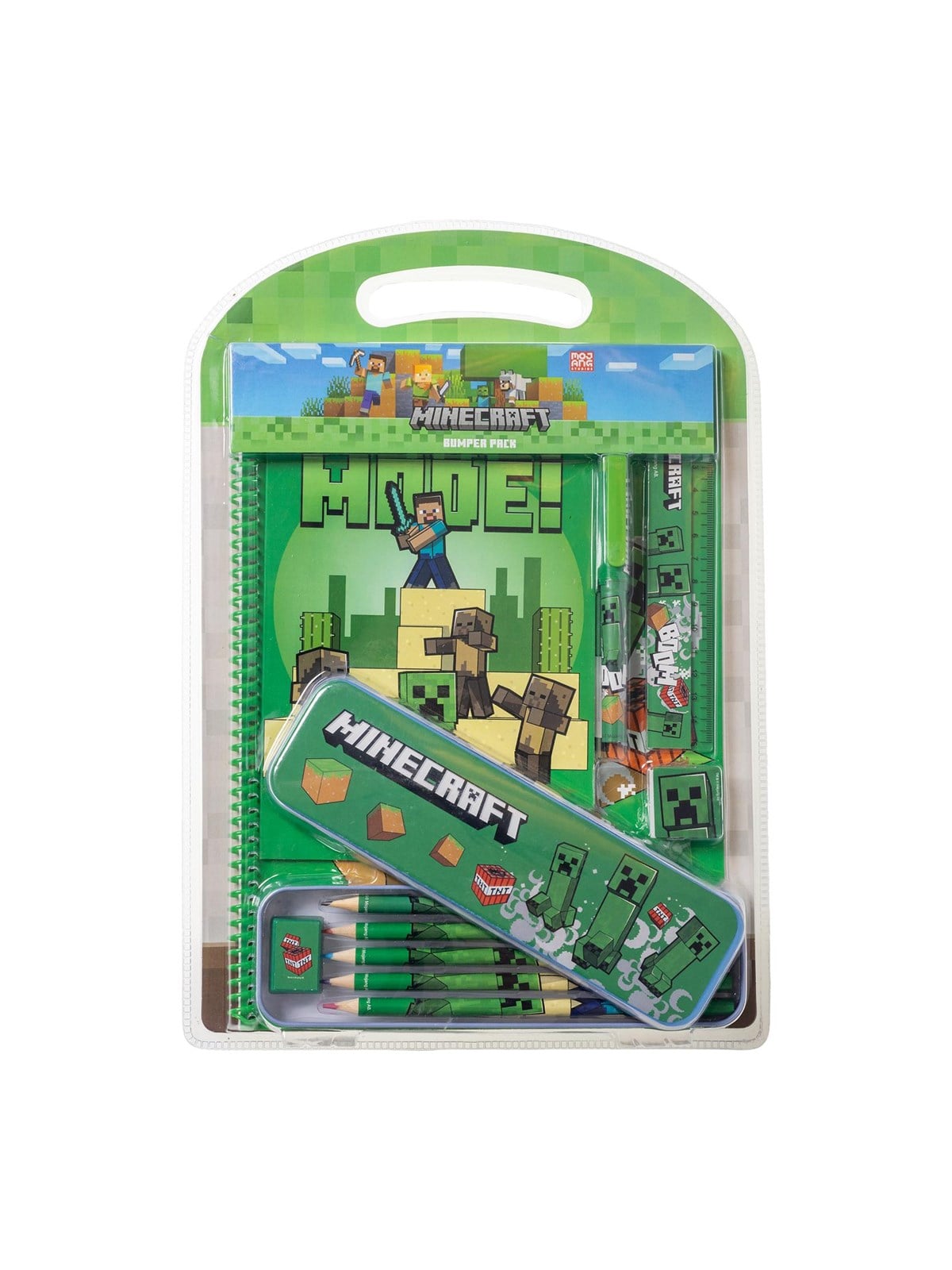 Minecraft Schreibwaren-Jumbo-Set mit Blechdose und Notizbuch