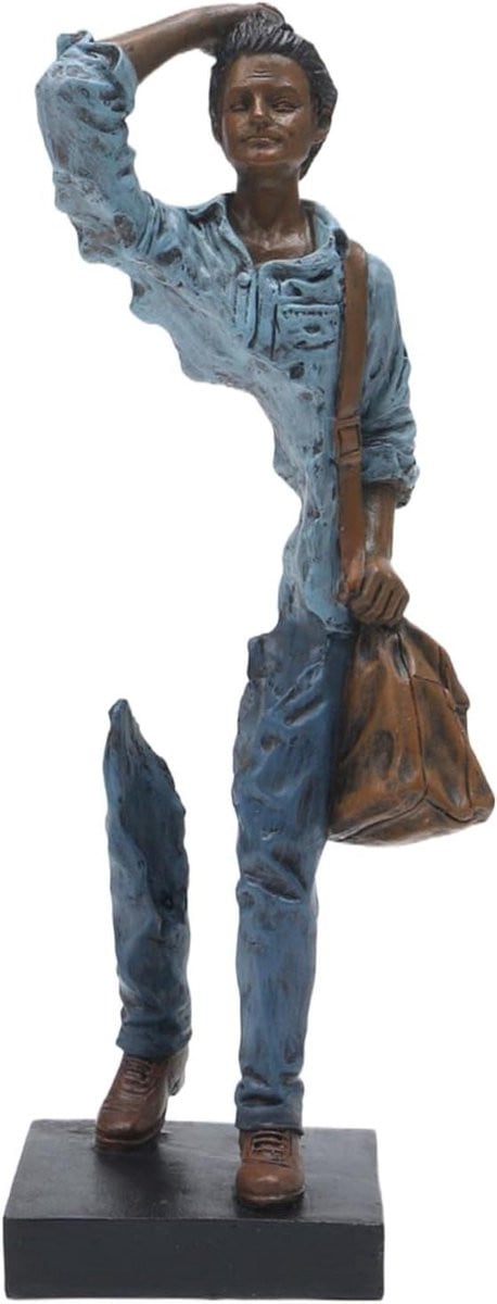 Man Beeld Abstract Figuur Zwart Interieur Decoratie Hoogte: 25 cm