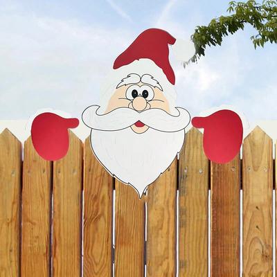 Combo Retail Shop Christmas Fence Ornaments, Santa Clause Peeker, Yard Ornaments, Indoor Outdoor, DIY Festival Gift red