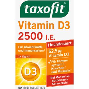 taxofit Vitamin-D 50 Tabletten, Vitamin D3, hochdosiert, je Tablette 2500 I.E.