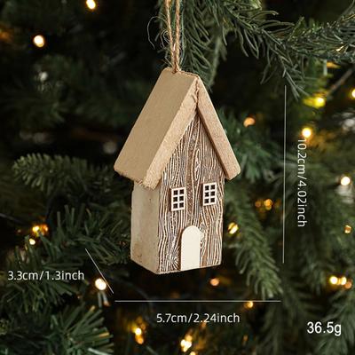 Inspire Essentials Wooden Christmas House Ornament Rustic Tree Hanging Holiday Decor a
