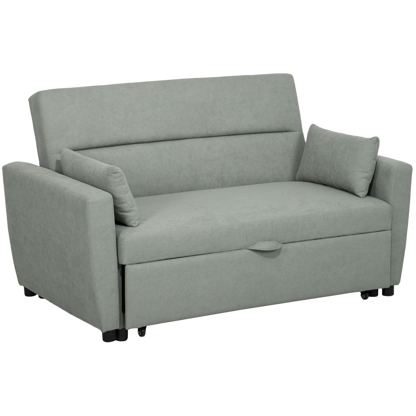 HOMCOM 2-zits sofa met bedfunctie en verstelbare rugleuning, gestoffeerde bank in fluweel-look, lichtgrijs