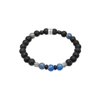 Armkette KUZZOI "Armband Herren Lava Achat Edelstein Bead 925 Silber" Gr. 230, silber, Armbänder, Herren, 230, Silber 925 (Sterlingsilber), Armkette