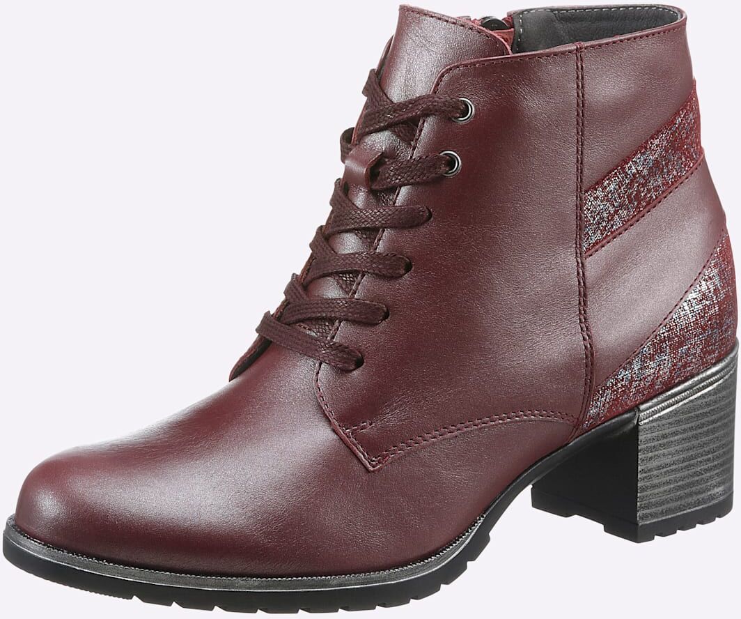 Schnürstiefelette HEINE, Damen, Gr. 40, rot (burgund), Leder, Schuhe Schnürstiefelette burgund 40
